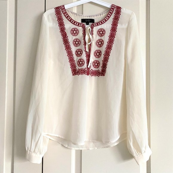 LIKE NEW Jessica Simpson Blouse, Cream and red - Picture 1 of 2